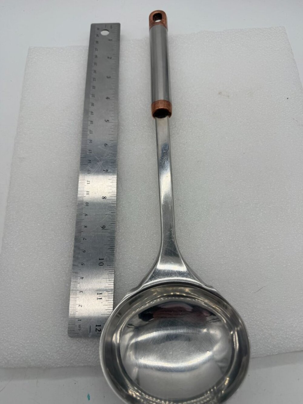 INOX Stainless Steel Serving Spoon Ladle with Copper Accents